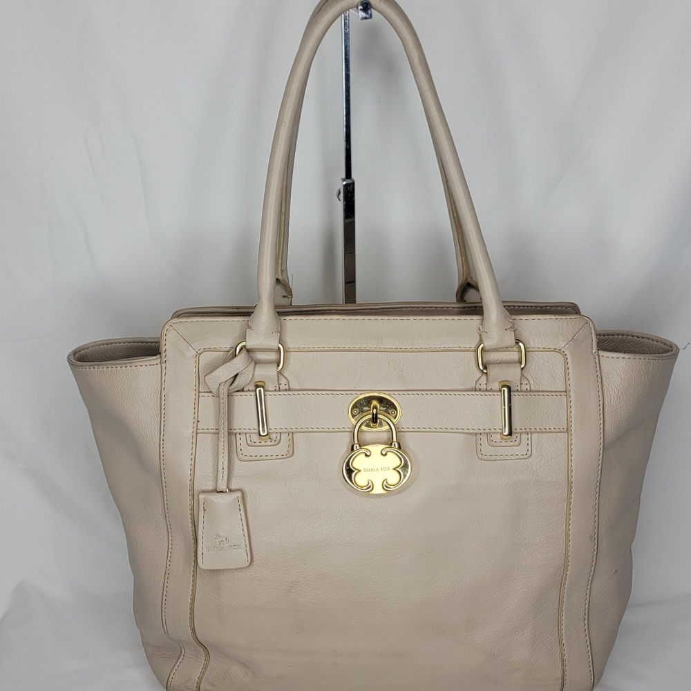 Emma Fox Cream‎ Leather Tote with Gold-Tone Hardware